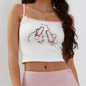 Motel Rocks Pink and White Ballet Tank Top